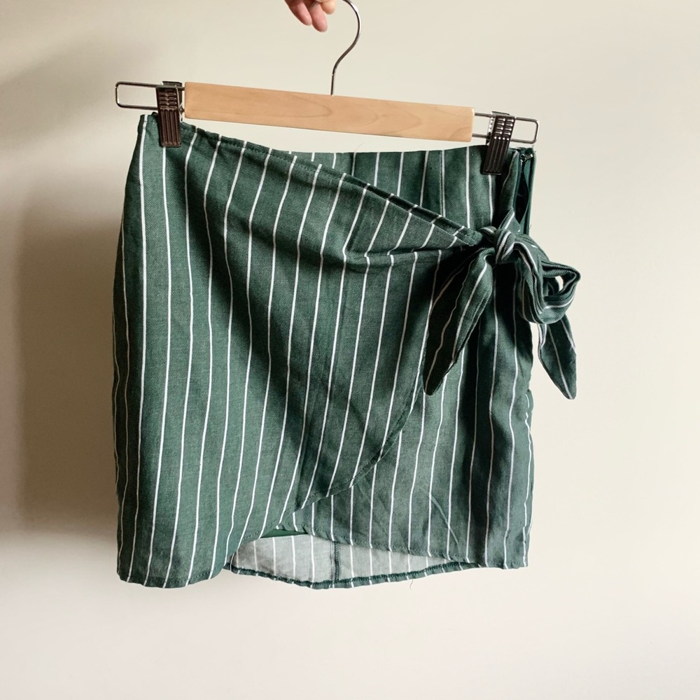 ally Teal Striped Tie Skirt